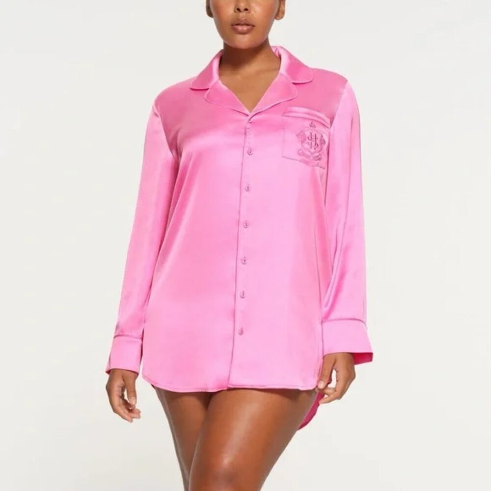 SKIMS | RARE FIND! HOTEL SHINE SLEEP DRESS IN NEON ORCHID PINK - NWT 🤩